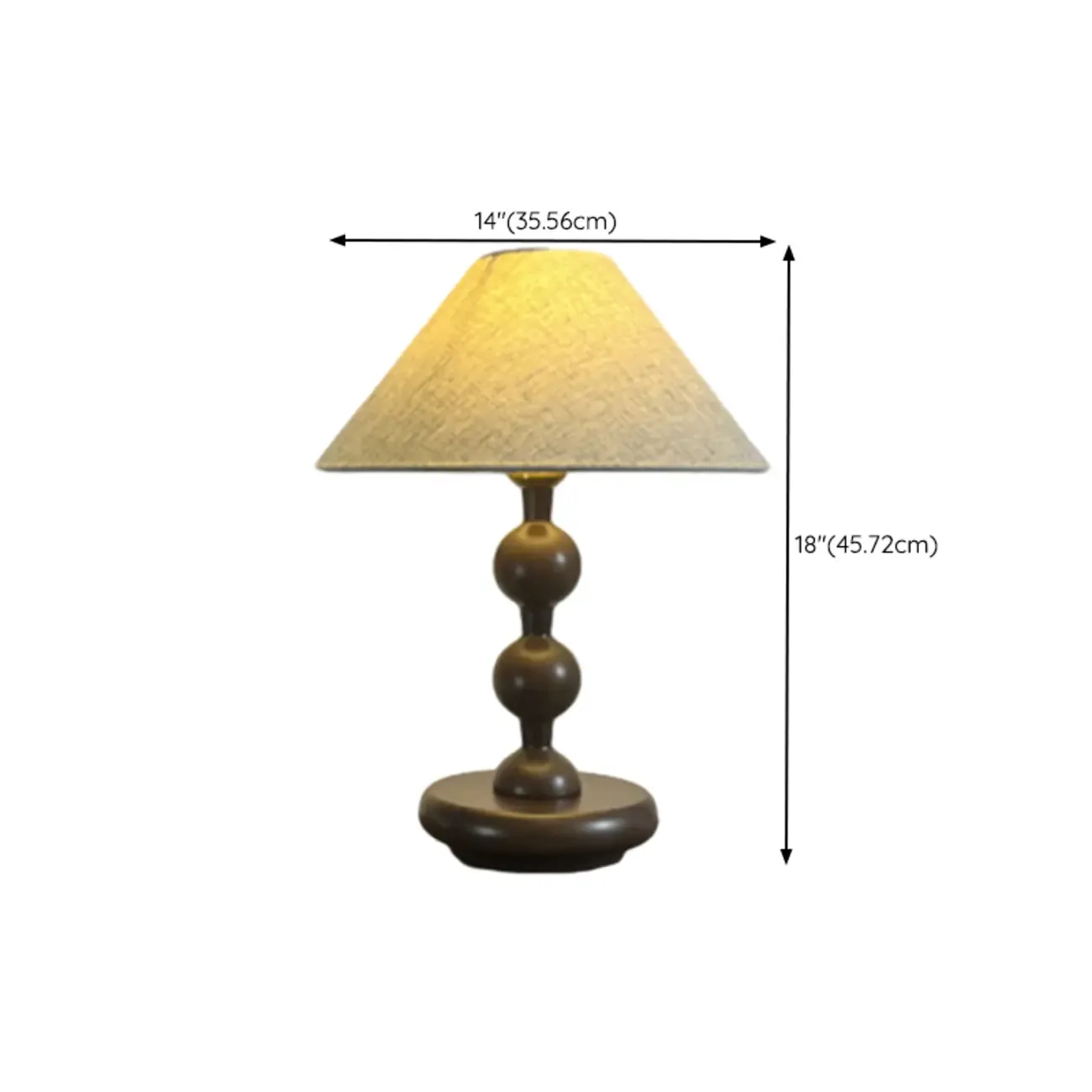 White Cone Shade Wooden Base Table Lamp for Bedroom #size