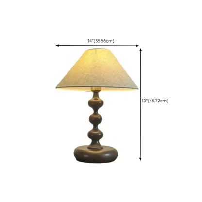 White Cone Shade Wooden Base Table Lamp for Bedroom Image - 11