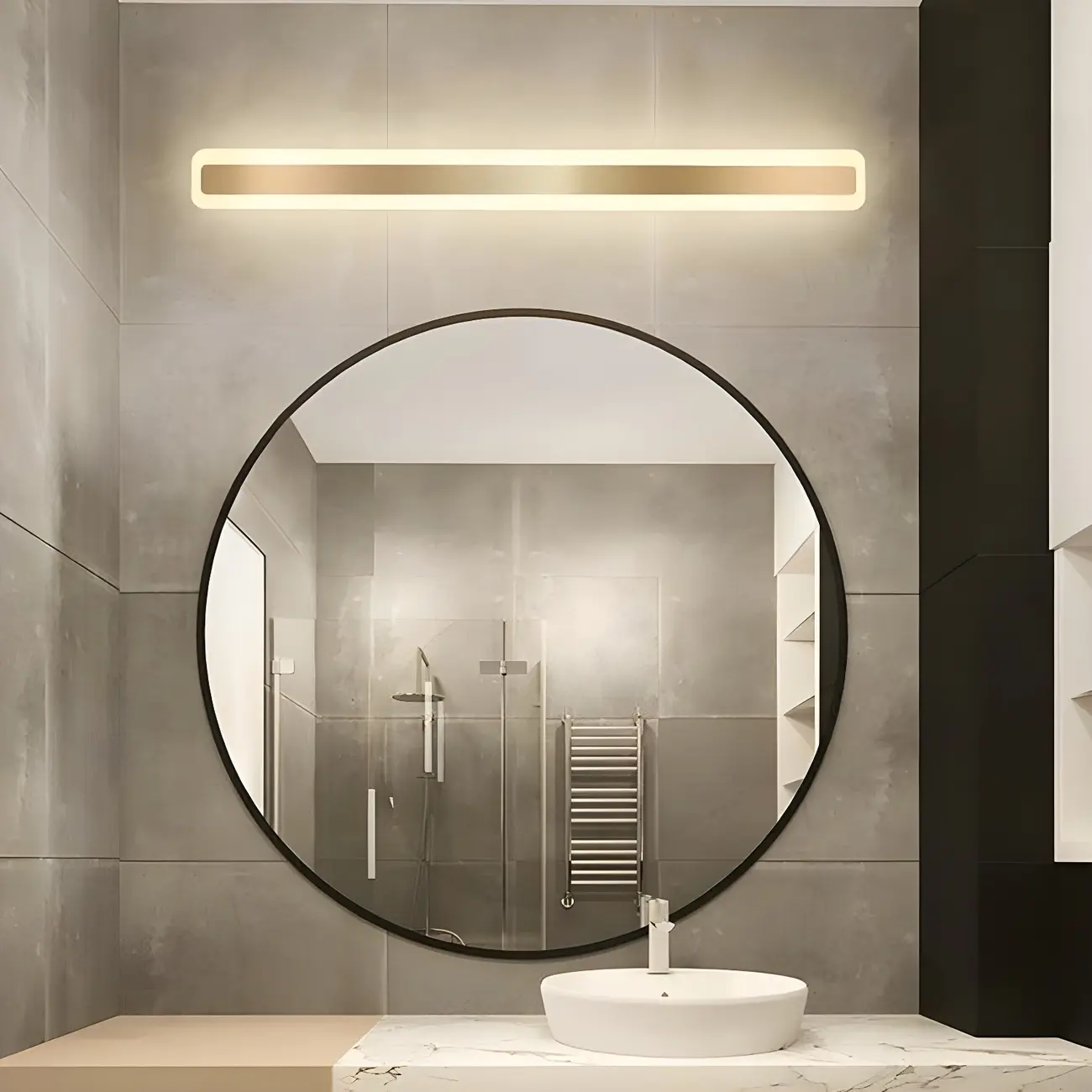 Nordic Gold Long Rectangle LED Wall Lamp for Modern Bathroom Image - 5 | homeyfad