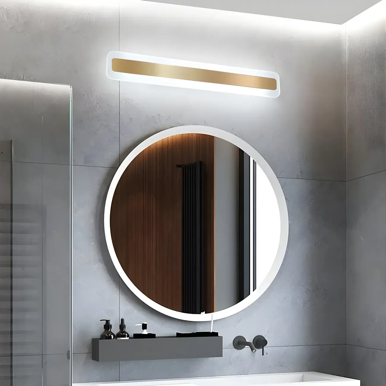 Nordic Gold Long Rectangle LED Wall Lamp for Modern Bathroom Image - 8