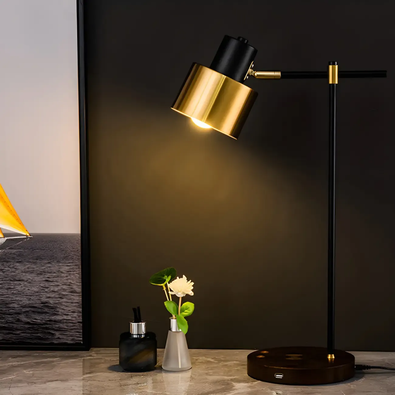 Modern Eye Caring Table Lamp Black Metallic Desk Light For Study Bedroom Sitting Room Image - 1