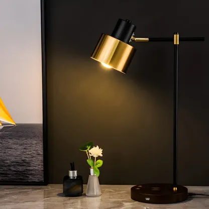 Modern Eye Caring Table Lamp Black Metallic Desk Light For Study Bedroom Sitting Room Image - 1
