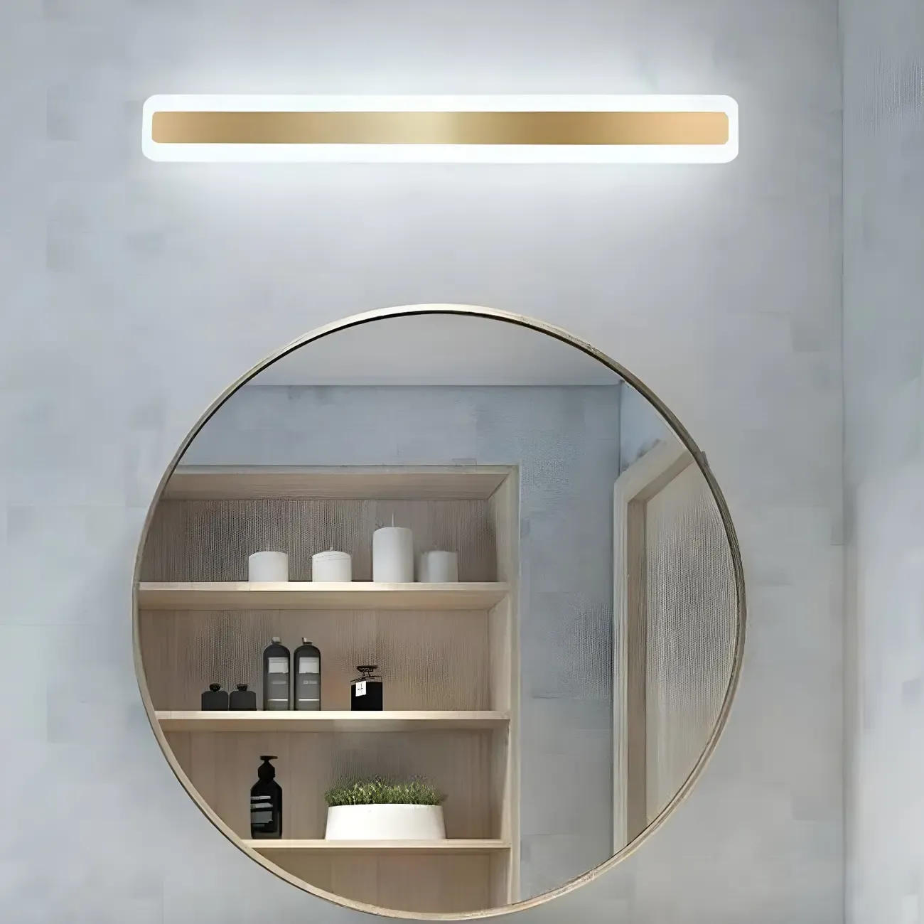 Nordic Gold Long Rectangle LED Wall Lamp for Modern Bathroom Image - 9