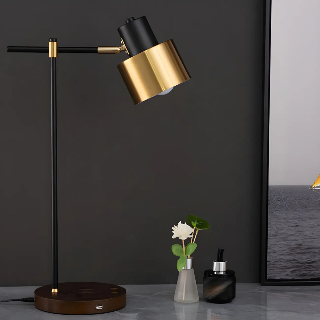 Modern Eye Caring Table Lamp Black Metallic Desk Light For Study Bedroom Sitting Room Image - 6 | homeyfad