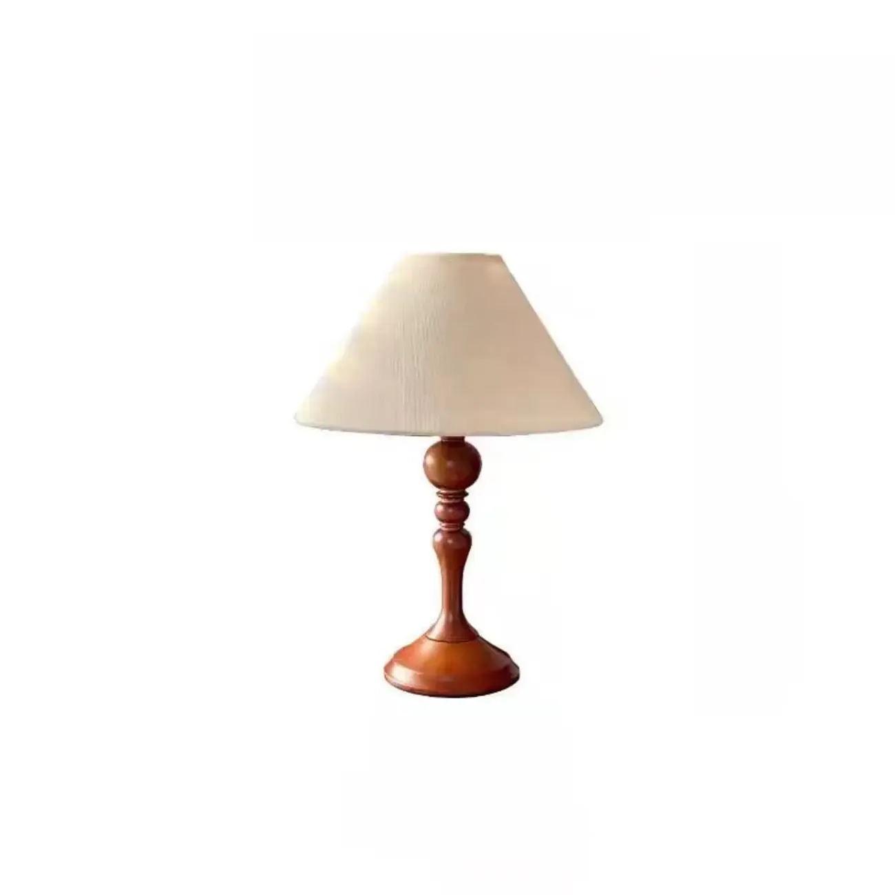 Modern Walnut Table Lamp With Down Fabric Cone Shade For Residential Use Image - 2