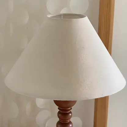 Modern Walnut Table Lamp With Down Fabric Cone Shade For Residential Use Image - 7