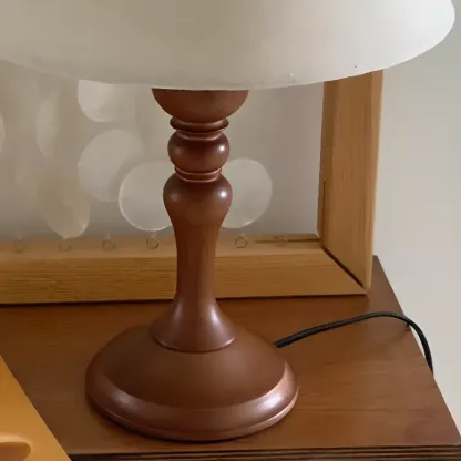 Modern Walnut Table Lamp With Down Fabric Cone Shade For Residential Use Image - 8