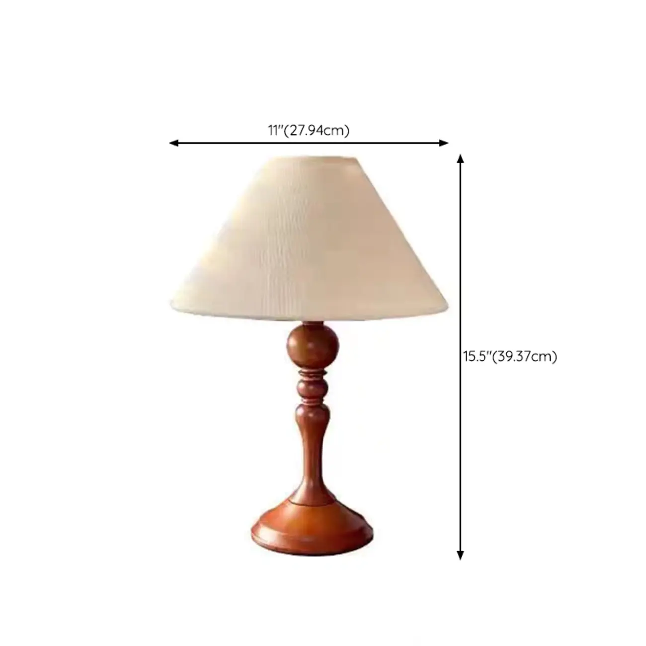 Modern Walnut Table Lamp With Down Fabric Cone Shade For Residential Use #size