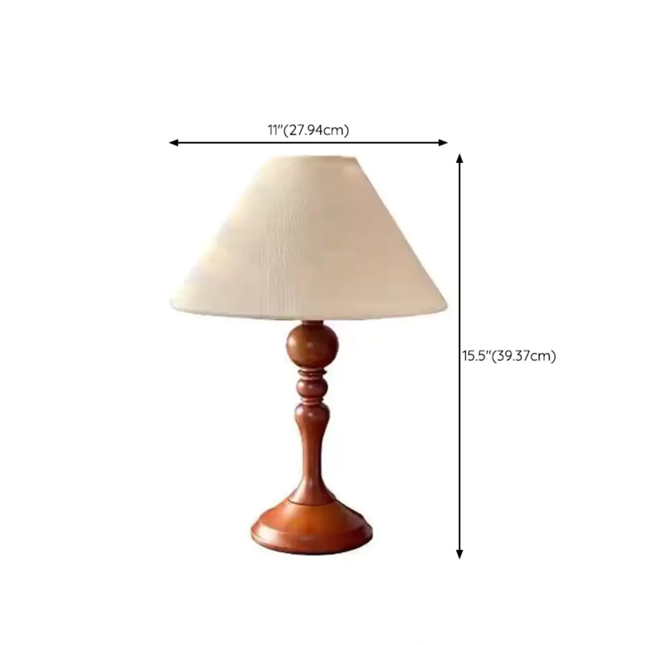 Modern Walnut Table Lamp With Down Fabric Cone Shade For Residential Use #size