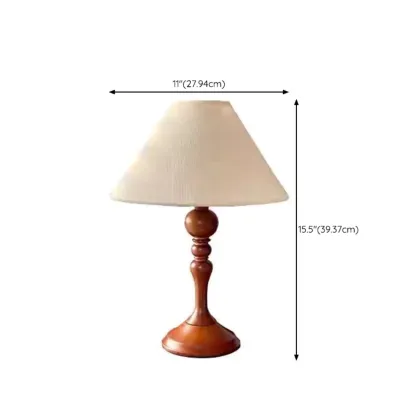 Modern Walnut Table Lamp With Down Fabric Cone Shade For Residential Use #size