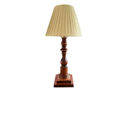 Simplistic Wood Base WIth Beige Fabric Pleated Shade For Residential Use Image - 3