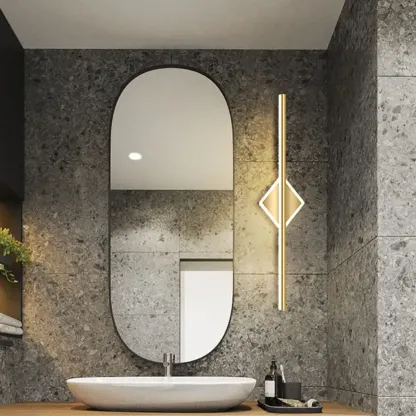 Minimalist Gold Linear LED Vanity Light for Bathroom Image - 3