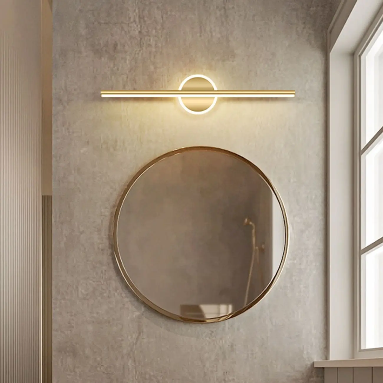 Minimalist Gold Linear LED Vanity Light for Bathroom Image - 4 | homeyfad