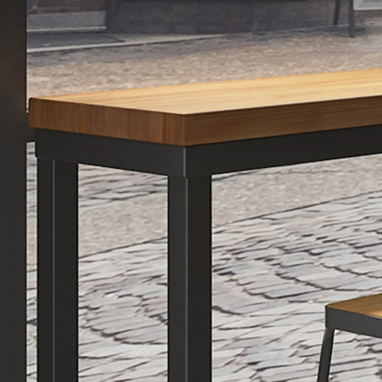 Industrial Solid Wood Bar Set with Metal Legs Image - 6