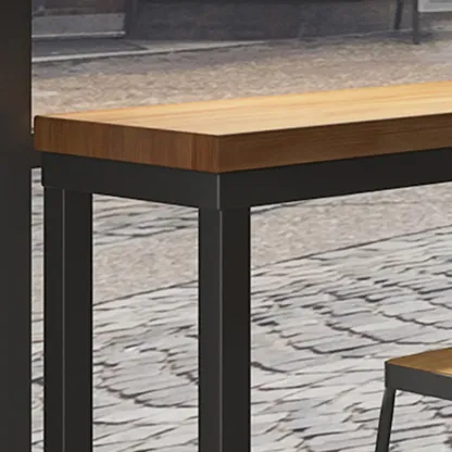 Industrial Solid Wood Bar Set with Metal Legs Image - 6