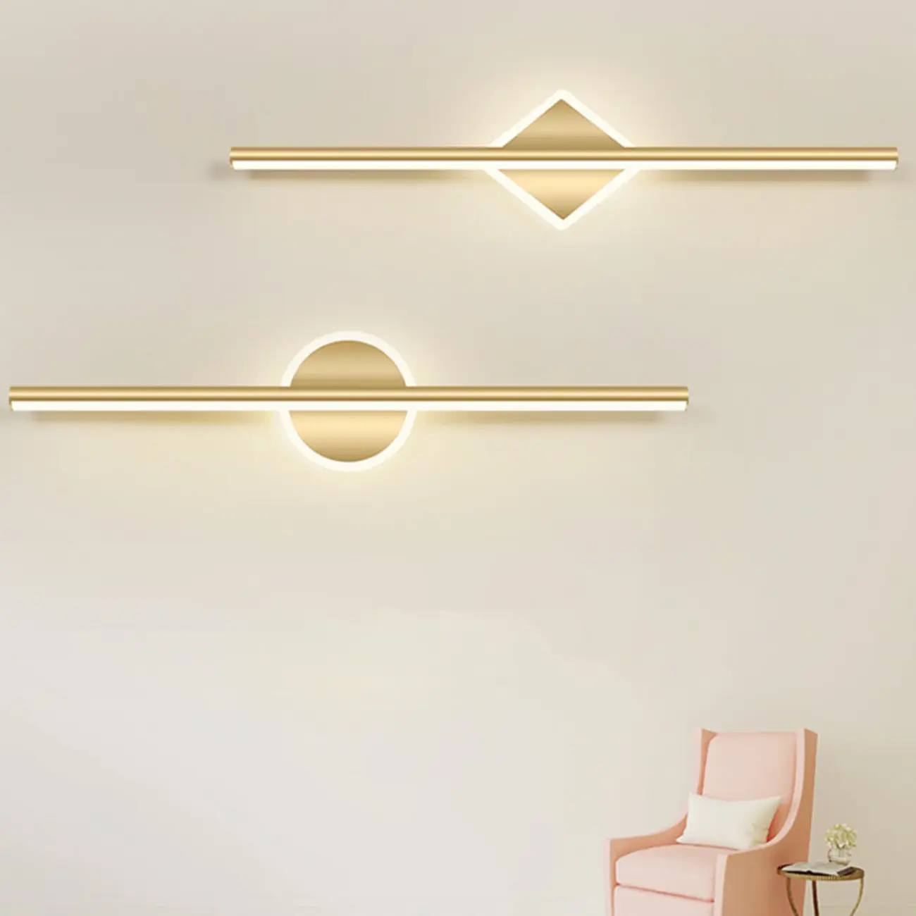 Minimalist Gold Linear LED Vanity Light for Bathroom Image - 24 | homeyfad