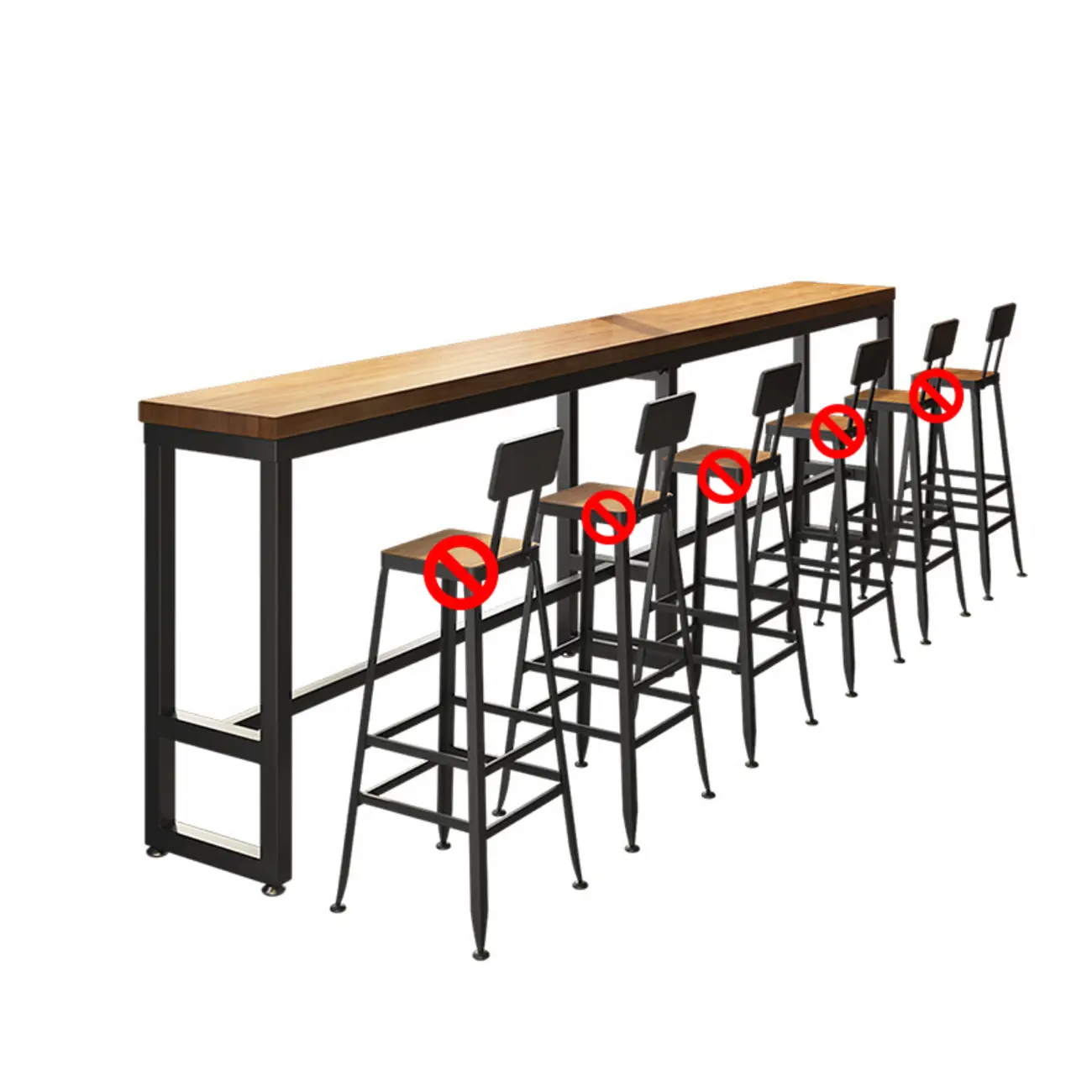 Industrial Solid Wood Bar Set with Metal Legs Image - 9 | homeyfad