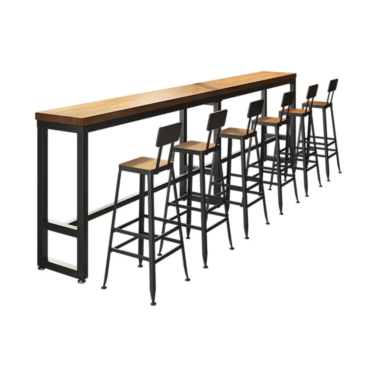 Industrial Solid Wood Bar Set with Metal Legs Image - 12 | homeyfad