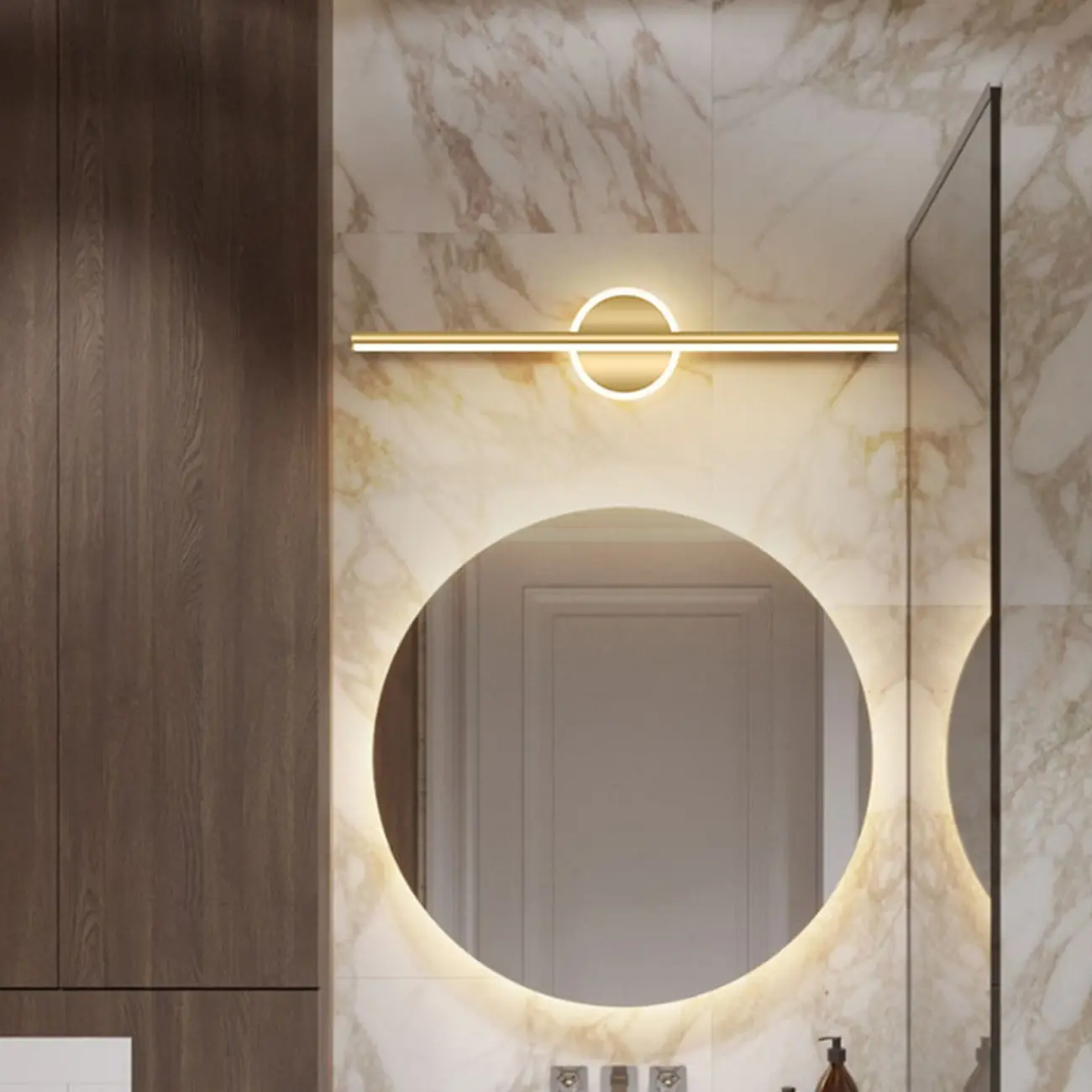 Minimalist Gold Linear LED Vanity Light for Bathroom Image - 30 | homeyfad
