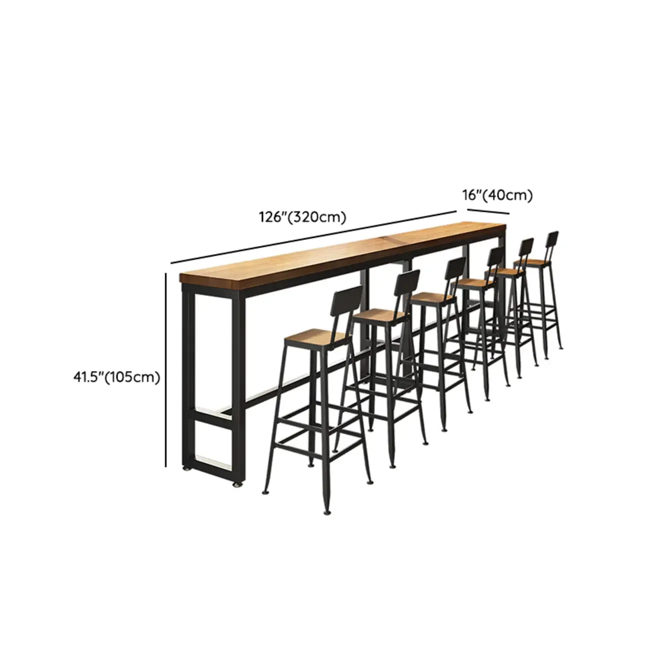 Industrial Solid Wood Bar Set with Metal Legs Image - 16