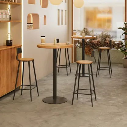 Cosmopolitan Light Wood Bar Set with Round Table Image - 2