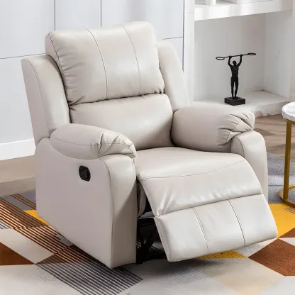 Manual Swivel Rocking Recliner Chair with Padded Armrests for Living Room Image - 1