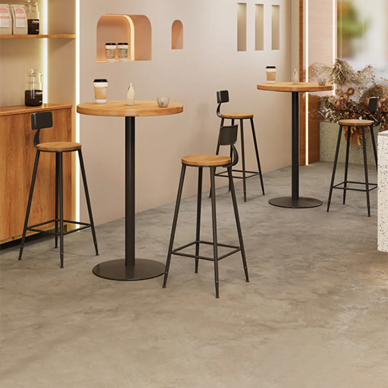 Cosmopolitan Light Wood Bar Set with Round Table Image - 3 | homeyfad