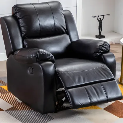 Manual Swivel Rocking Recliner Chair with Padded Armrests for Living Room Image - 3