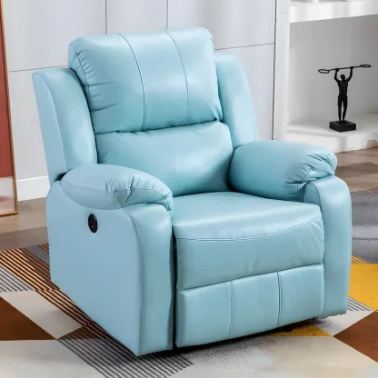 Manual Swivel Rocking Recliner Chair with Padded Armrests for Living Room Image - 4