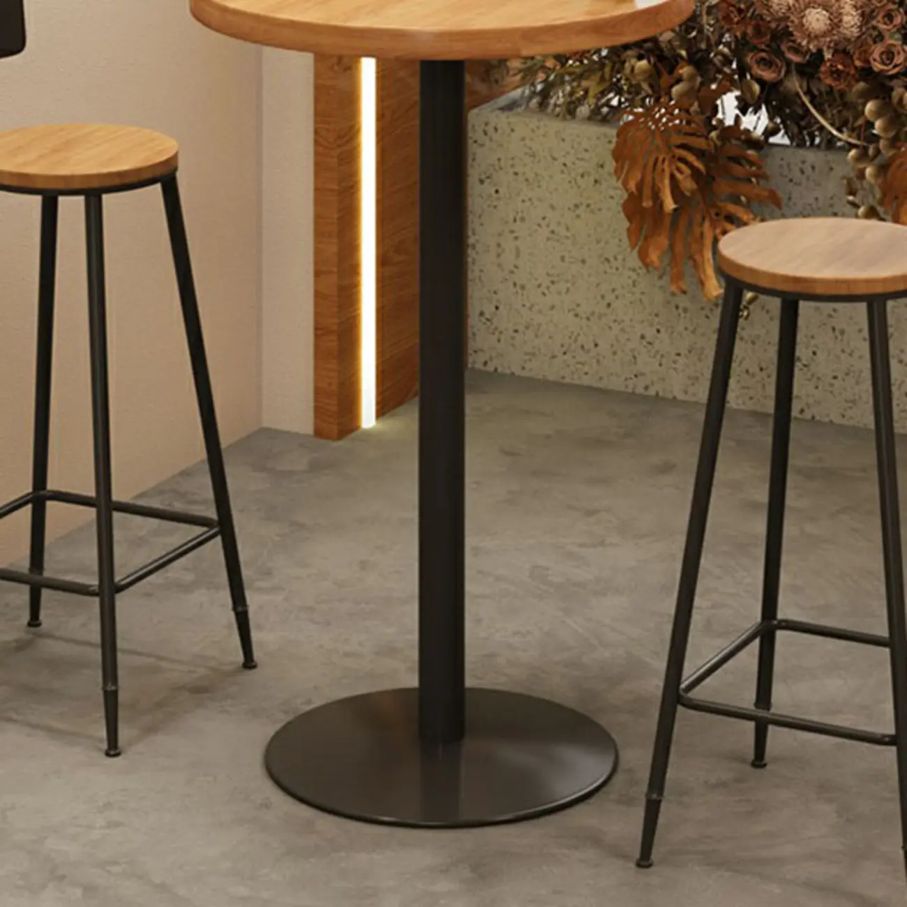 Cosmopolitan Light Wood Bar Set with Round Table Image - 6 | homeyfad