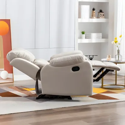 Manual Swivel Rocking Recliner Chair with Padded Armrests for Living Room Image - 5