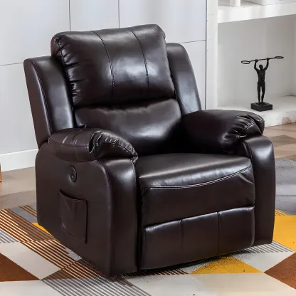 Manual Swivel Rocking Recliner Chair with Padded Armrests for Living Room Image - 6