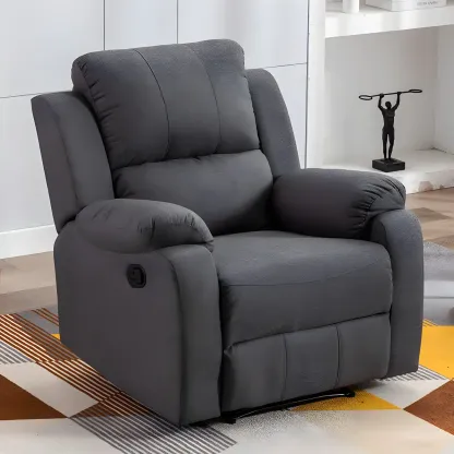 Manual Swivel Rocking Recliner Chair with Padded Armrests for Living Room Image - 7