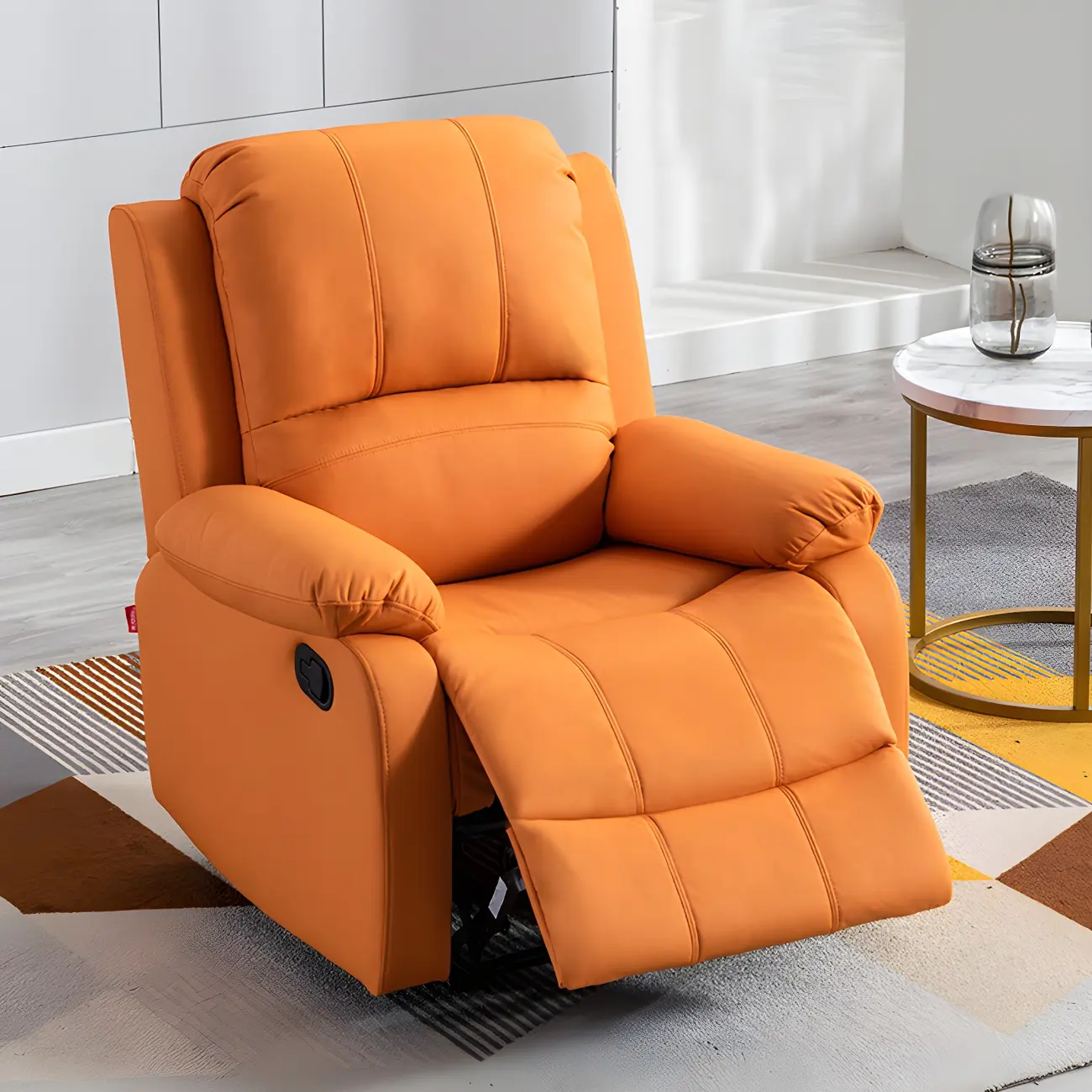 Contemporary Faux Leather Indoor Upholstery Recliner with Massage & USB Port Image - 2 | homeyfad