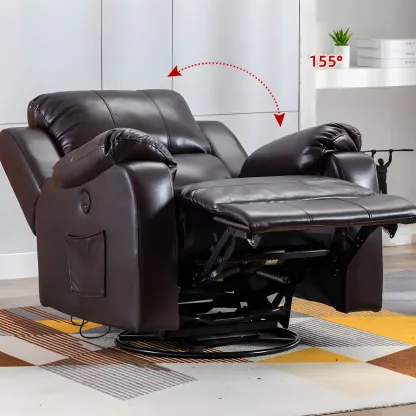 Manual Swivel Rocking Recliner Chair with Padded Armrests for Living Room Image - 8