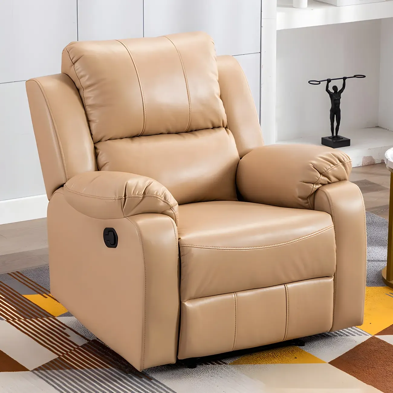 Manual Swivel Rocking Recliner Chair with Padded Armrests for Living Room Image - 9
