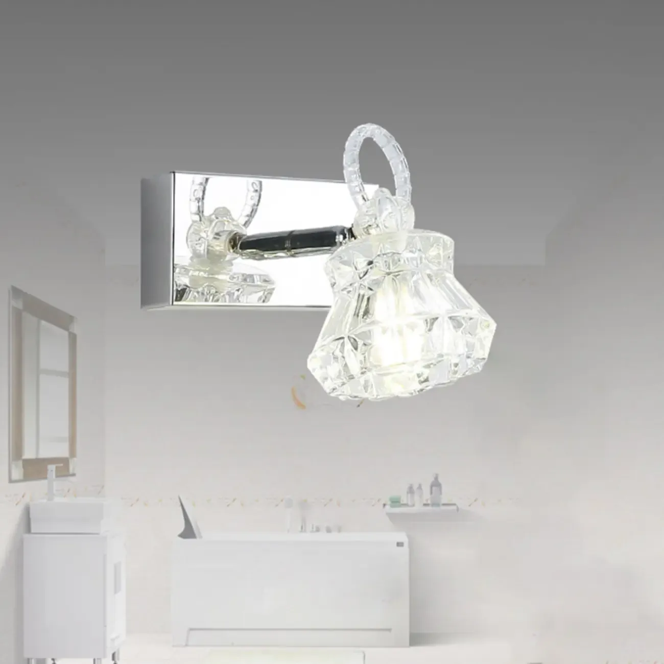 Luxury 3 Heads Silver Vanity Light with Clear Glass for Bathroom Image - 2