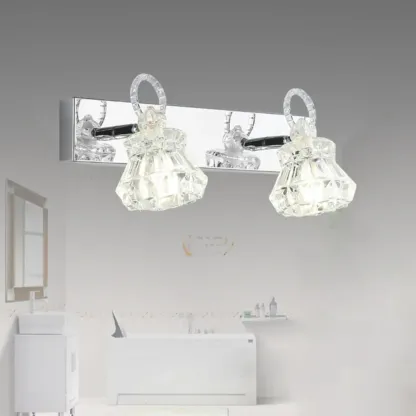 Luxury 3 Heads Silver Vanity Light with Clear Glass for Bathroom Image - 3