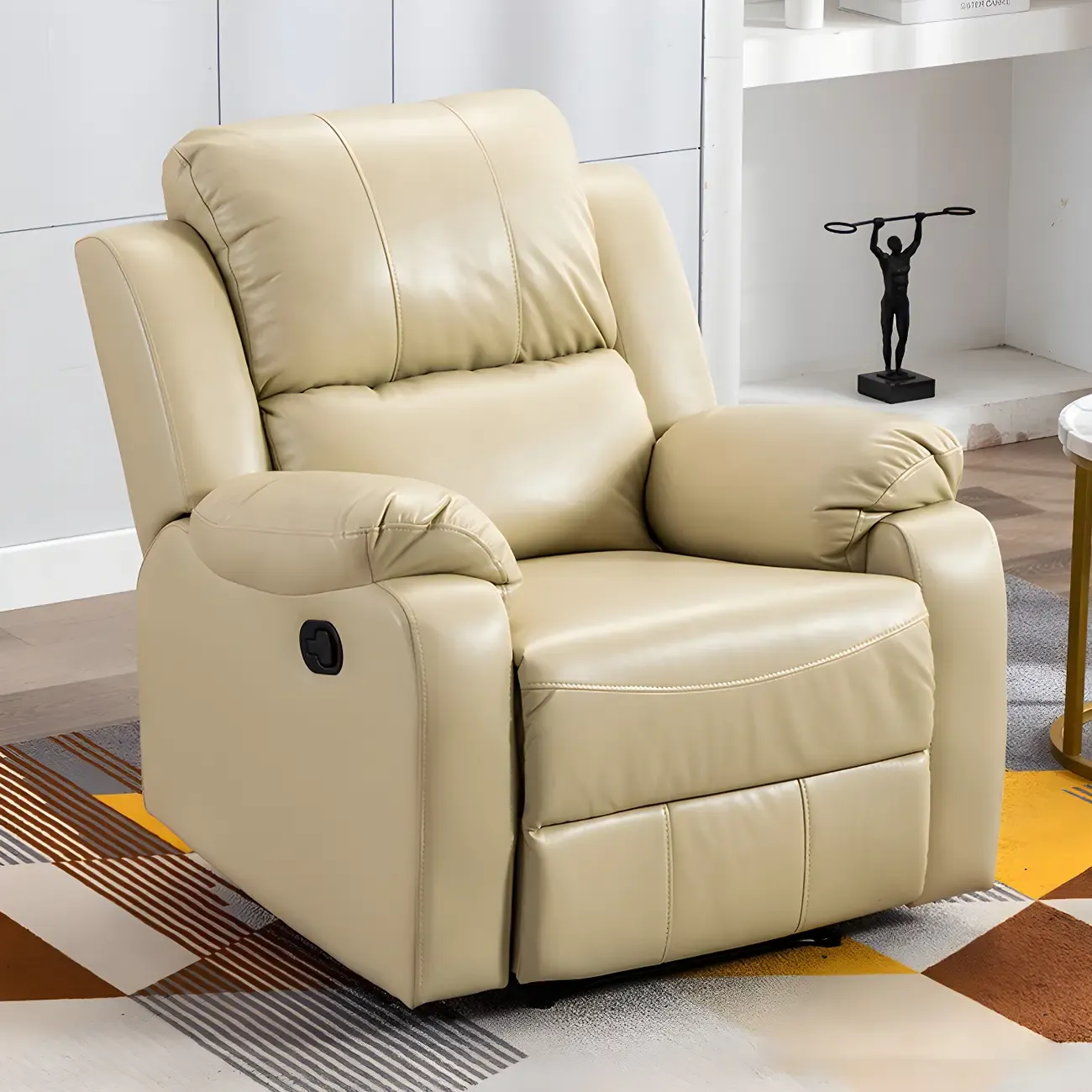 Manual Swivel Rocking Recliner Chair with Padded Armrests for Living Room Image - 11