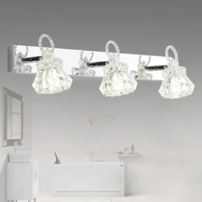 Luxury 3 Heads Silver Vanity Light with Clear Glass for Bathroom Image - 5