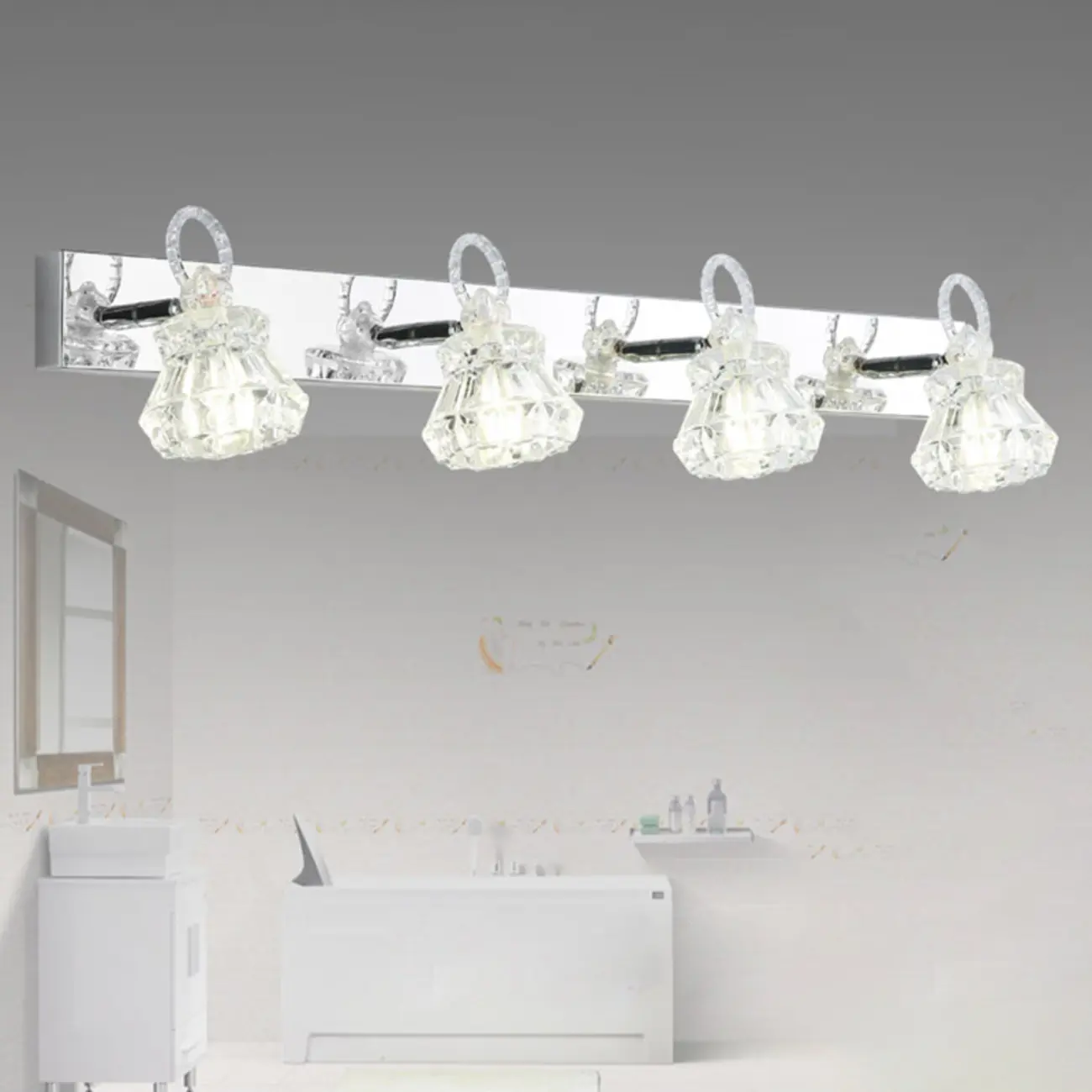 Luxury 3 Heads Silver Vanity Light with Clear Glass for Bathroom Image - 7 | homeyfad