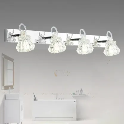 Luxury 3 Heads Silver Vanity Light with Clear Glass for Bathroom Image - 7