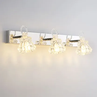 Luxury 3 Heads Silver Vanity Light with Clear Glass for Bathroom Image - 8