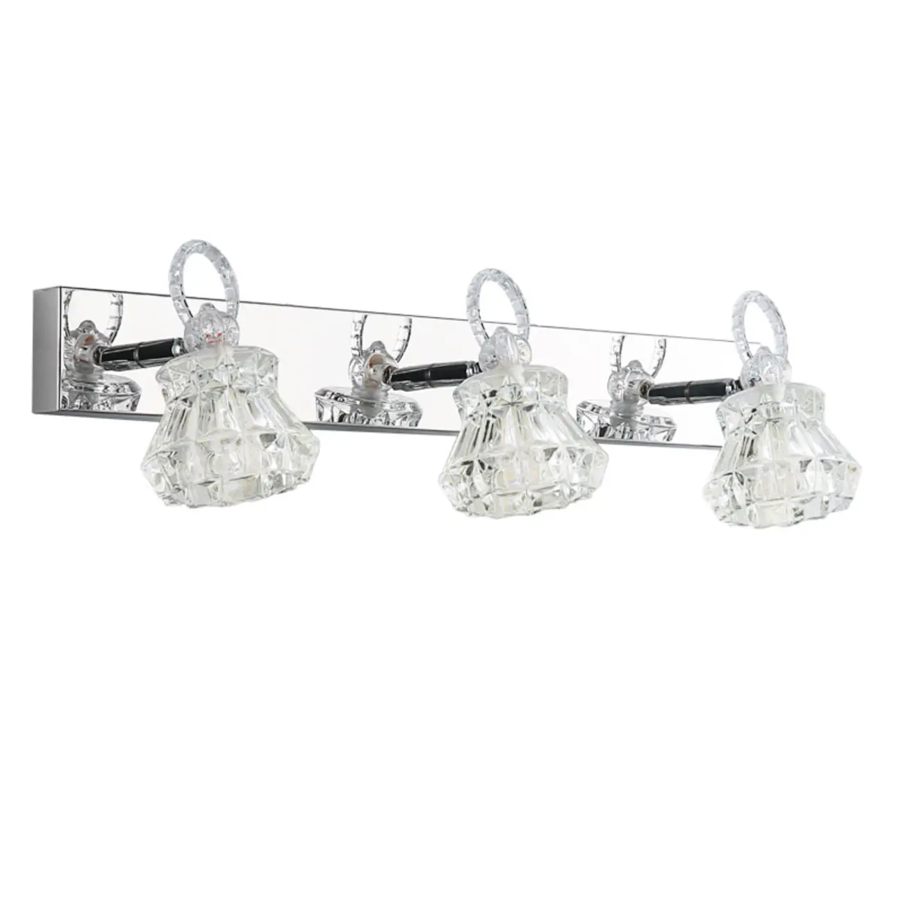 Luxury 3 Heads Silver Vanity Light with Clear Glass for Bathroom Image - 9 | homeyfad
