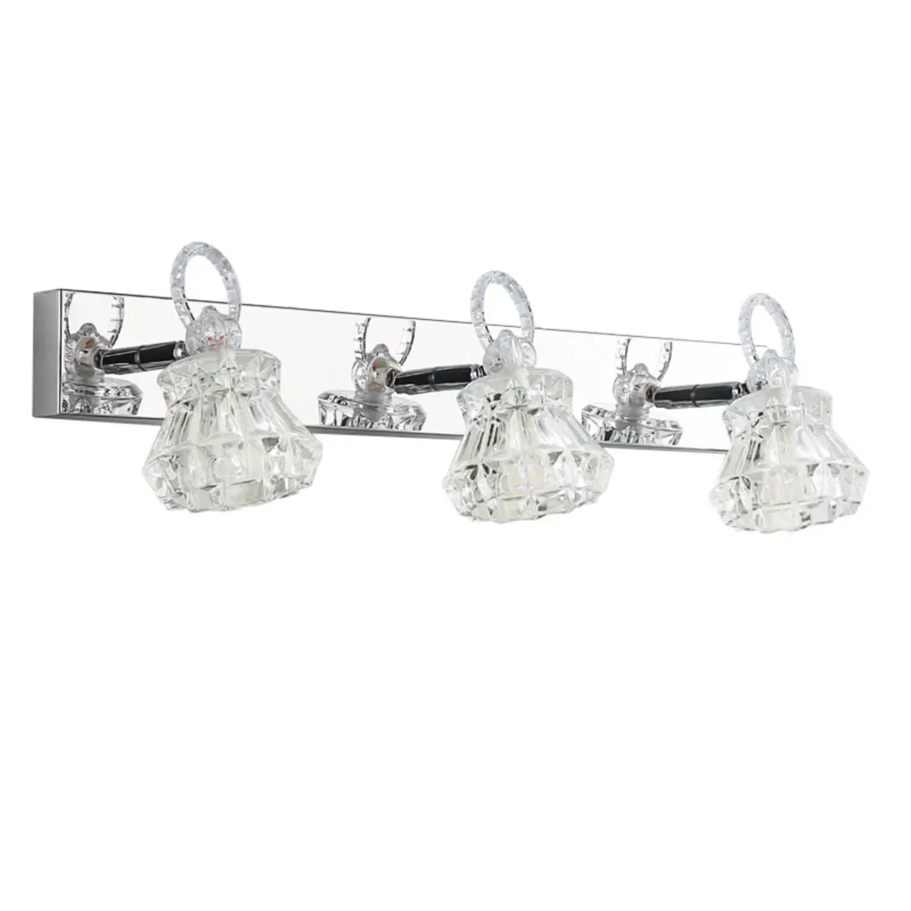 Luxury 3 Heads Silver Vanity Light with Clear Glass for Bathroom Image - 9