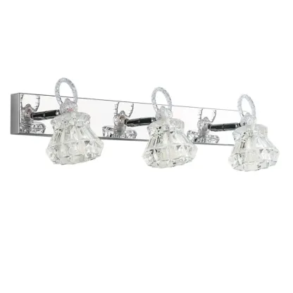 Luxury 3 Heads Silver Vanity Light with Clear Glass for Bathroom Image - 9