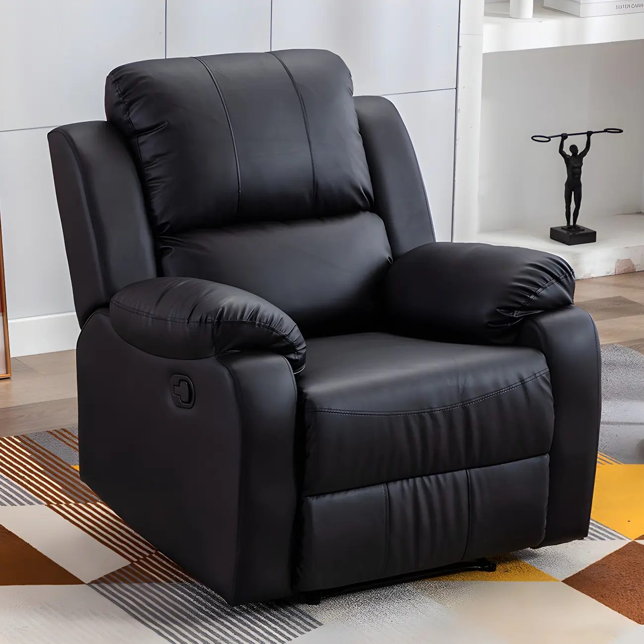 Manual Swivel Rocking Recliner Chair with Padded Armrests for Living Room Image - 15 | homeyfad