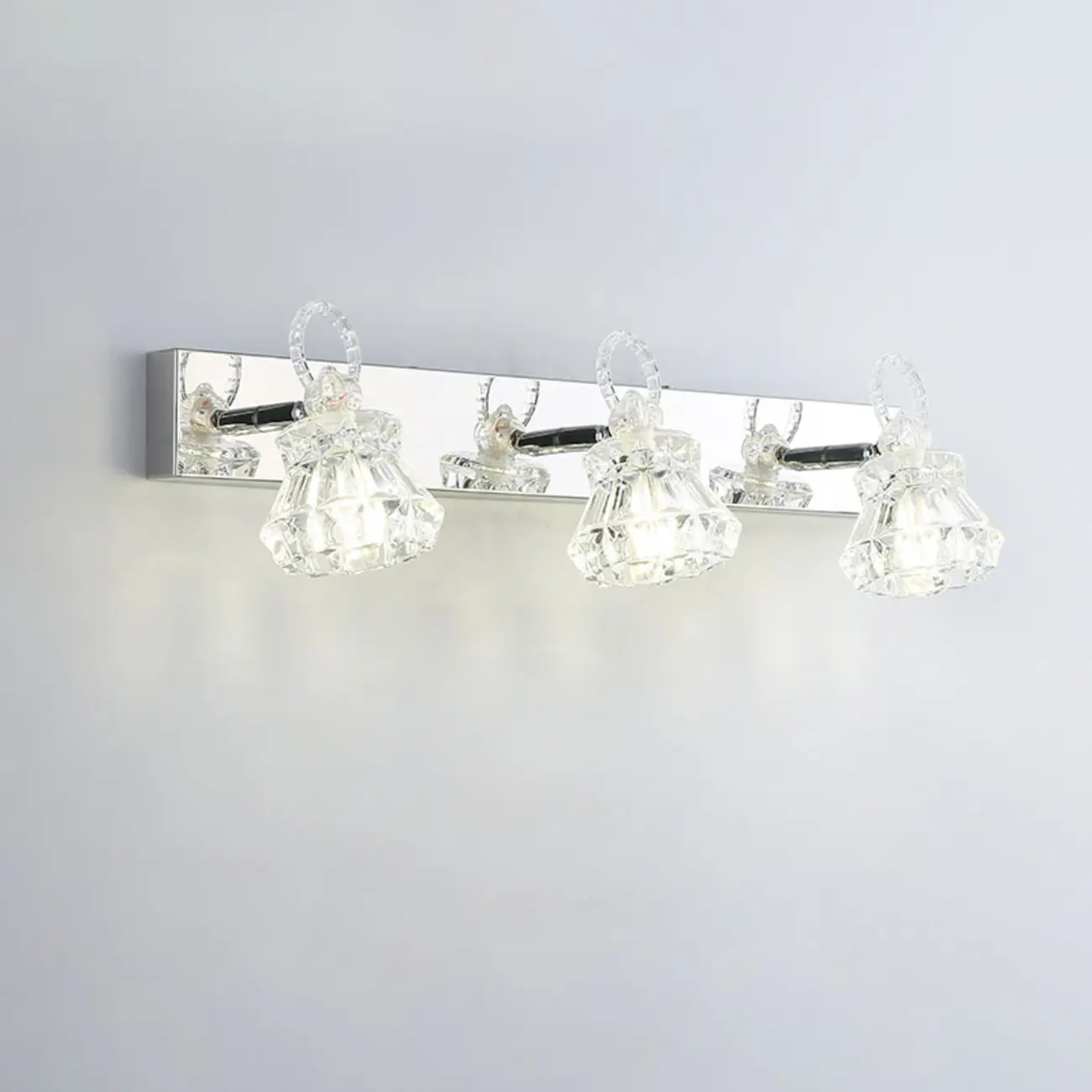 Luxury 3 Heads Silver Vanity Light with Clear Glass for Bathroom Image - 10 | homeyfad