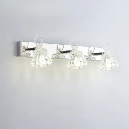 Luxury 3 Heads Silver Vanity Light with Clear Glass for Bathroom Image - 10