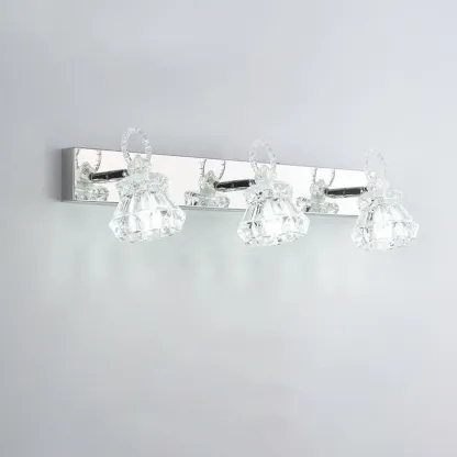 Luxury 3 Heads Silver Vanity Light with Clear Glass for Bathroom Image - 11